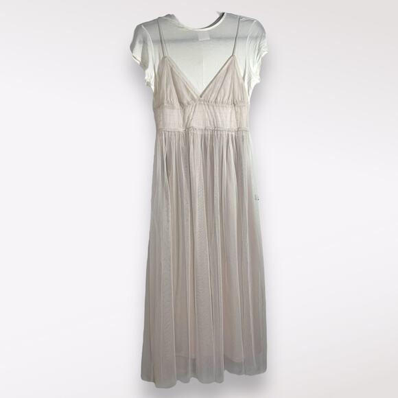 Lauren Conrad S Midi Dress‎ Off-White Morning Babydoll Layered Slip Tulle TShirt - Picture 1 of 8